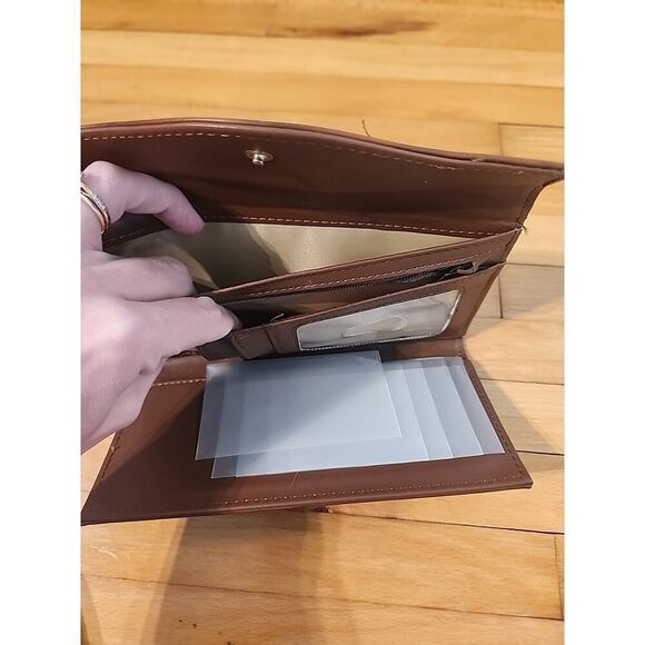 Julia Buxton Heiress Leather Card Holder Wallet Brown/ Mahogony - Picture 6 of 6